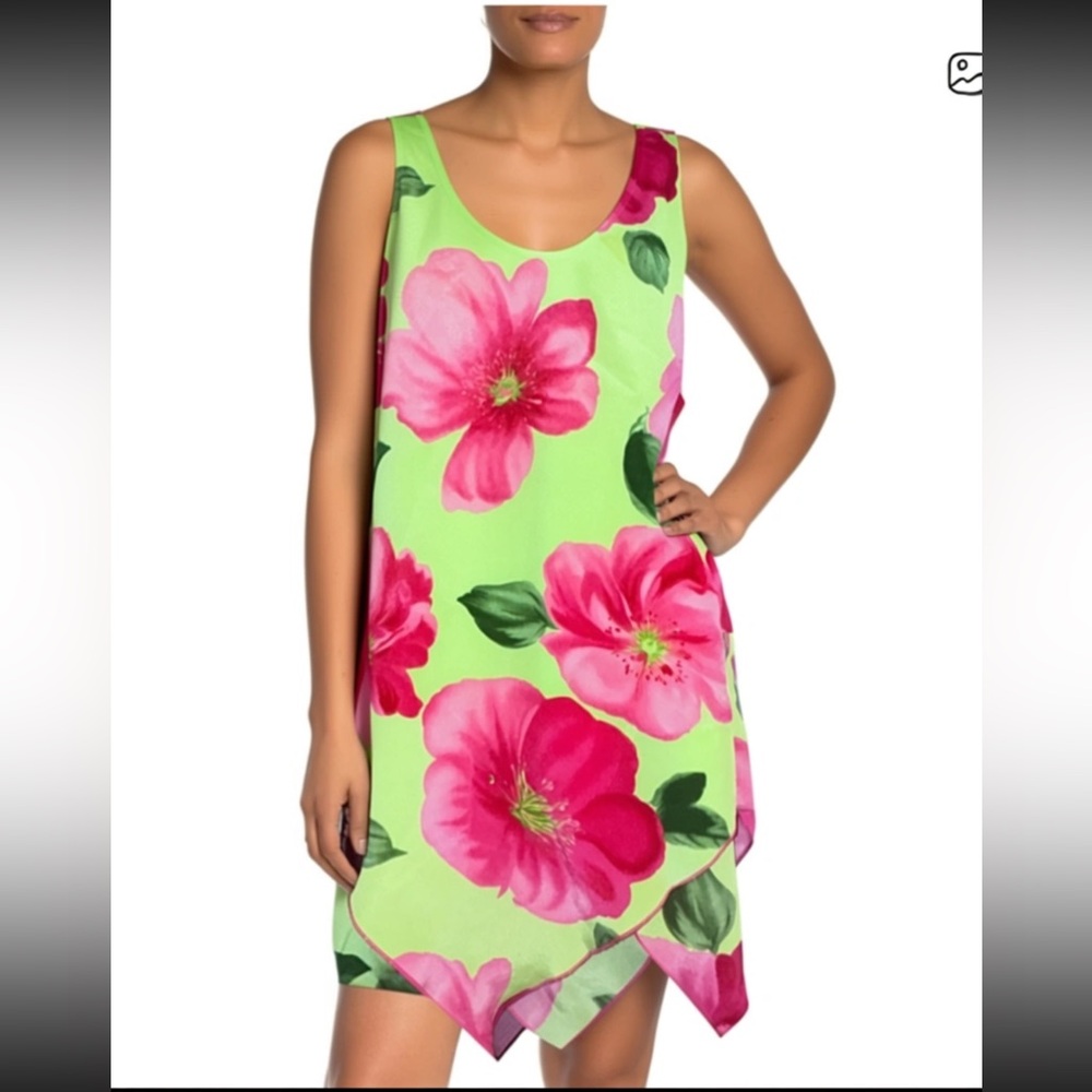 Jaclyn B Floral Print Sleeveless midi maxi handkerchief Dress Easter dress 7 95